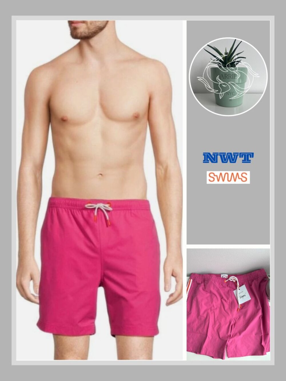 SWIMS - Saline Water Reactive Swim Trunks - Raspberry Pink (M)